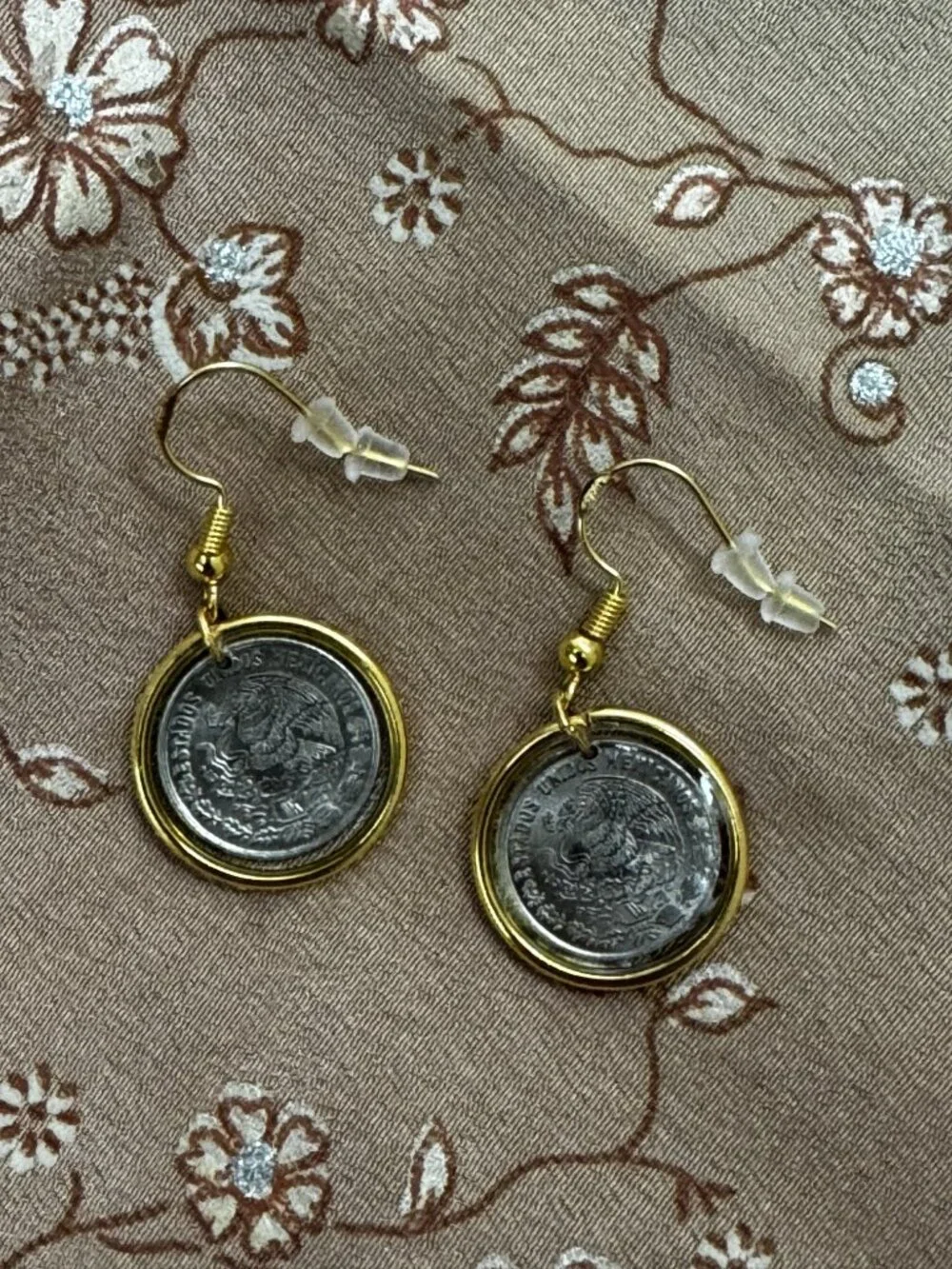 1979 Mexican 10 Centavos Coin Earrings | Handcrafted Resin Mexican Coin Jewelry